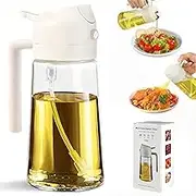 OWATRKDEY Oil Spray Bottle for Cooking - 2 in 1 Olive Oil Dispenser for Kitchen Gadgets, 16oz/470ml Olive Oil Sprayer for Cooking, Air Fryer, Salad, and BBQ