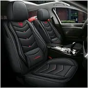 Universal Car Seat Cover for Jeep Wrangler Sahara Wrangler Jk Wrangler Unlimited Wrangler Unlimited Jlu, Leather 5Seat Protector - Black