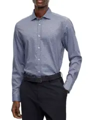 BOSS LIAM Casual Shirt Geometric Print Soft Fabric in Regular Fit Blue - Size M