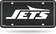 Rico Industries NFL Football New York Jets Carbon Fiber Design Metal Auto Tag 6" x 12" - Great for Truck/Car/SUV