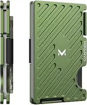 [MIFANYO] Wallet for Men, Minimalist Card Holder with Cash Strap, RFID Blocking Slim Metal Front Pocket Wallet, Army Green-Black, Small, Wasteland