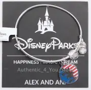 New Disney Parks Alex and Ani Mickey Mouse American Flag Silver Bangle Bracelet