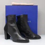 Stuart Weitzman Harper 80 Black Leather Booties Size 7.5 B