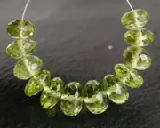 4-4.5mm. AAA Natural Green Peridot Faceted Rondelle Wheel Gemstone Beads