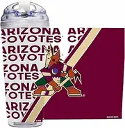 Rico Industries NHL Hockey Arizona Coyotes 24oz Acrylic Tumbler with Hinged Lid, Officially Licensed Double Wall Tumbler with Straw