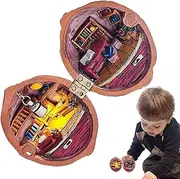 Tiny World Decor, Miniature Walnut Library | Pocket-Sized Book House with Creative Charm, Ornament for Kids’ Imagination Play, Adults’ Desk Display, Gifting and Collecting Unique Mini Sc