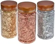 Gilding Flakes Set,Gold Foil Flakes for Resin,3 Bottles Metallic Foil Flakes for Resin Jewelry Making,Nails,Painting Art (Style1, One Size)
