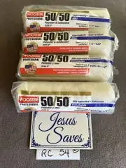 4- Wooster R295-9 9" Paint Roller Cover, 1/2" Nap, Knit Wool/Polyester USA