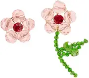 [RYEPOLNIX] Handmade Earrings Pink Beaded Flower Creative Asymmetric Stud Earrings Summer Beach Sweet Cute Cool Girls Party Earrings/717