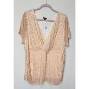 NWT Peach or tangerine Torrid floral summer top plus 3x flouncy sleeves flowy