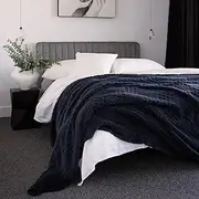 Lattice Sherpa Blanket Navy Double/Queen