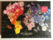 Galison Spring Full Bloom Map of The World Wendy Gold Flowers 1000 Piece - New