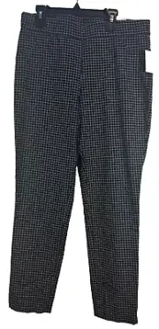 NEW Anne Klein Womens 8 Black White Checks Slim Ankle Cropped Pant $89 A43