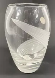 Lenox Lead Windswept Crystal Vase 5 3/4" Tall Clear with Frosted Design