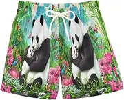 [RPLIFE] Kids Swim Trunks for Boys, Anti-Chafe Swim Trunks Boys 2 T, Cute Panda Hugging Green