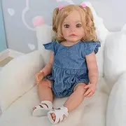 Pinky Reborn 22 Inch 55cm Reborn Baby Toddler Dolls Full Body Silicone Dolls Real Soft Vinyl Realistic Girl Born Toy Gift with Long Hair
