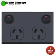 5x NEW Standard Black Double Power Point GPO Two Gang 10A Socket Outlet