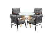 Livsip 5PCS Outdoor Furniture Dining Set with Storage Shelf