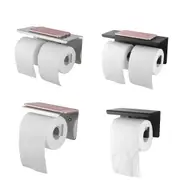 Single Double Wall Toilet Paper Roll Holder Hook Black Chrome