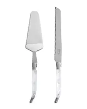 French Home Laguiole 2PC Cake and Pie Server Set with Pearl White Handles