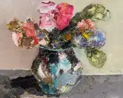 Original abstract painting oil on canvas board 8x10 in by Anastasiya Kimachenko