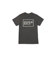 Rvca LO-FI Black Heather Cream Graphic Print Vintage Dye S/S Men's T-Shirt