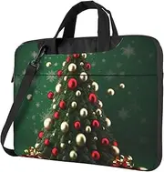 Round Ball Christmas Tree Laptop Shoulder Bag Portable Laptop Bag Laptop Case Crossbody Briefcase w/Strap Handle
