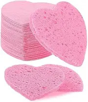 60 Pieces Heart Shape Compressed Face Sponge Pads for Washing Face Cleansing Makeup Removal.
