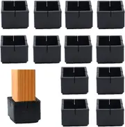 Mintian 12Pcs Square Chair Leg Protectors 49-55mm PVC Table and Square Caps with Black Square Chair Leg Protectors