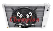 Cold Champion 3 Row Radiator,16" Fan,1 1/2",1 3/4"-1973 1974 Chevy Nova LS Swap