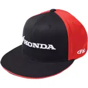 Factory Effex Honda Horizontal Flat Bill Flexfit Hat (Black / Red) Choose Size