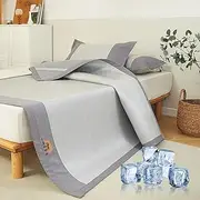 YOUR MOON Cooling Mattress Pad King Size for Hot Sleeper, Ultra Cold Tech Fiber Cooling Mattress Protector, Smooth Noiseless Cool Bed Mattress Cover, 16'' Deep Pocket(Silver Gray)