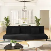 2-Seater Sofa Bed with Two Pillows Convertible Settee Loveseat Velvet vidaXL