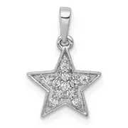 14k White Gold 1/10ct. Real Diamond Star Pendant