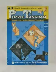 New - Cat & Dog Puzzle Tangram Blue Opal 110 Pieces Makes 2 Tangram Puzzles