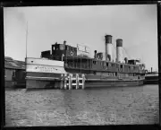 Manly ferry Curl Curl docked, Sydney, 1930 Australia Old Photo