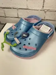 Crocs Mean Girls Limited Edition Platform Clogs Shoes Blue & Pink Lined Size 8