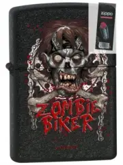 Zippo 12736 zombie biker black crackle Lighter + FLINT PACK