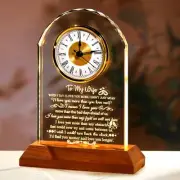 Ornalrist Gifts for Wife from Husband Crystal Clock with Wooden Light Base Ch...