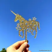 Acrylic Gold Silver Glitter Silhouette Unicorn Cake Topper
