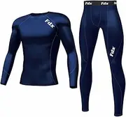 [FDX] Mens Compression Suit - Base Layer Top Skin Fit Shirt + Tights, Lightweight Running Base Layer Legging Set Stretchable Anti Fatigue Gym Pants Suit for Workout, and Sports Enthusiast