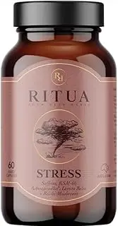 Ritua Stress Relief Supplement with Saffron, Ashwagandha, Lemon Balm and Reishi, 60 Capsules