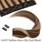 Thick Clip in 100% Remy One Piece Human Hair Extensions 3/4 Full Head Highlight