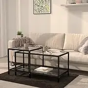 Coffee Table Set of 2, Tempered Glass Transparent Side Table, Stacking End Table for Living Room, Bedroom, Studio