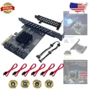 Plug and Play 6 Ports PCIe SATA 3.0 Controller with Cables & Low Profile Design