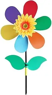 1pc Sunflower Windmill Rotating Sunflower Wind Spinner Outdoor Party Garden Stake Yard Flower Lawn Decor Standing Pinwheel