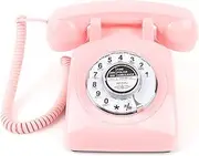 Retro Pink Rotary Dial Corded Phone, 1960's Vintage Landline Telephone