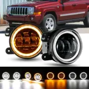 2x 4" LED Fog Lights Passing Lamp DRL Turn Angel Eyes for Jeep Commander 2006-10 (for: Jeep)