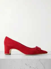 [Manolo Blahnik] Manolo Blahnik - Reador 50 Bow-detailed Suede Pumps - Red - IT38 IT 38 Red