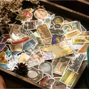 64Pcs Vintage Travel Junk Journal Ephemera Decorative Paper Ticket Stickers